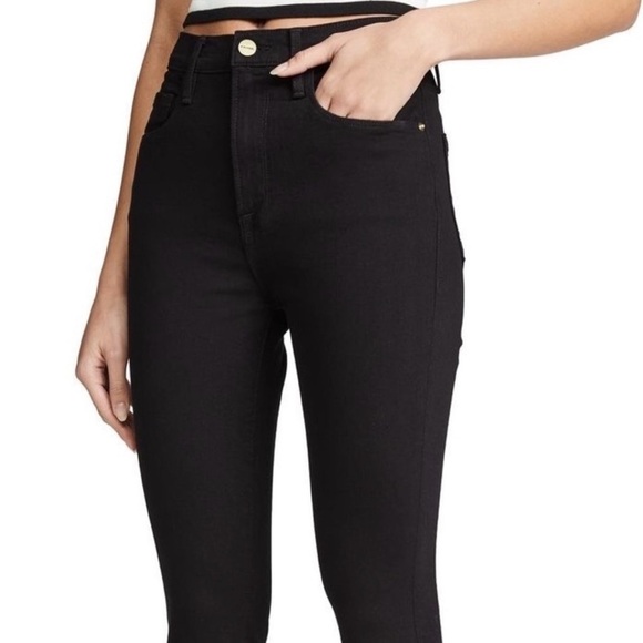 FRAME Ali High Rise Skinny Jeans Black Size 25 - Picture 2 of 13